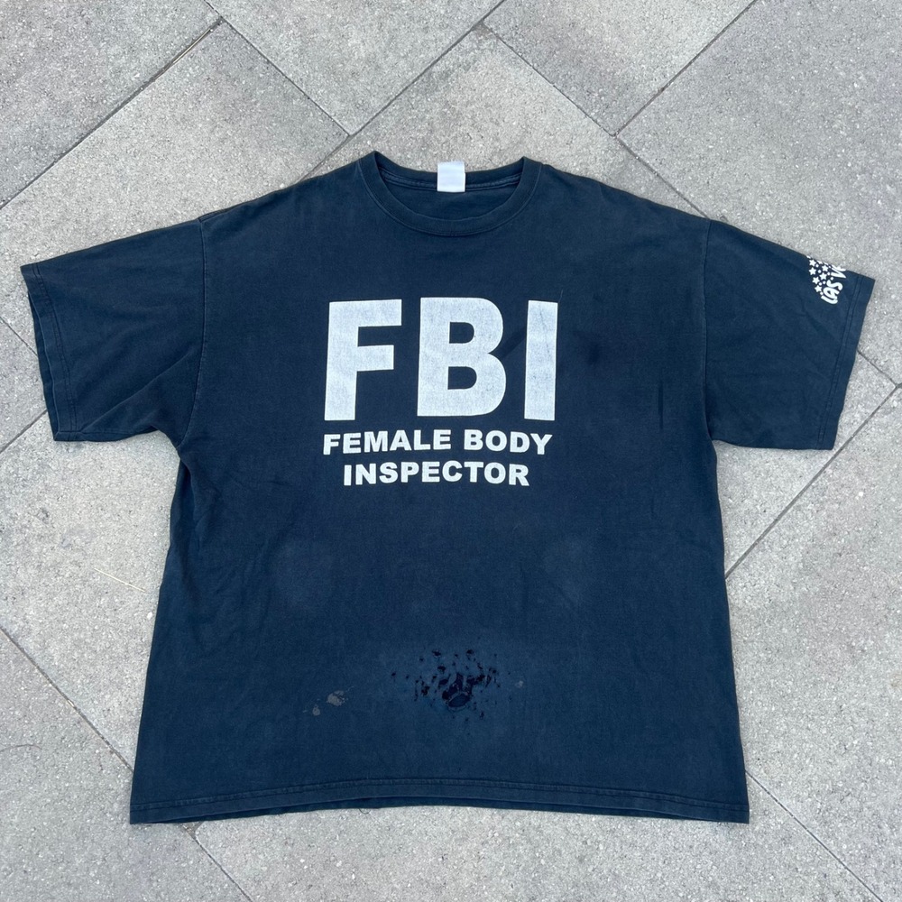 Gildan FBI Female Body Inspector T-Shirt Mens 2XL Black Las Vegas Novelty Tee